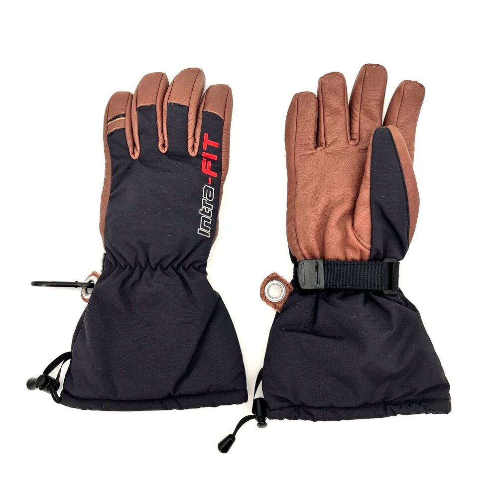 Intra-FIT Deerskin Ski Snowboard Biker Gloves Medium Black & Brown Waterproof - Picture 2 of 12